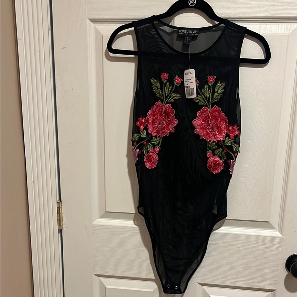 Floral Embroidered Knit Bodysuit